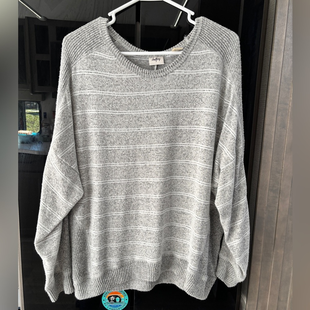 Daytrip Heather Gray Striped Sweater